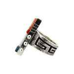 Roy Talahaftewa - Hopi - Contemporary Multi-Stone Inlay and Silver Ring with Overlay Design, size 8.25