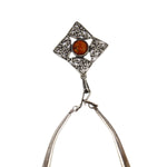 Non-Native Liquid Silver Multi-Strand Necklace with Amber and Silver Pendant c. 1960-1970s, 20" length