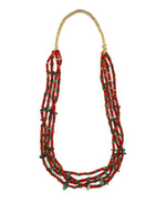 Navajo - 4-Strand Coral and Turquoise Beaded Necklace c. 1920-30s, 30" length