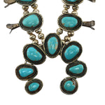 Navajo - Turquoise and Silver Squash Blossom Necklace c. 1960-70s, 26" length