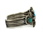 Zuni - Turquoise and Silver Starburst Bracelet c. 1930s, size 7