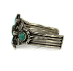 Zuni - Turquoise and Silver Starburst Bracelet c. 1930s, size 7