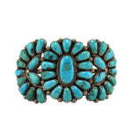 Eunice J. Wilson - Navajo - Turquoise and Sterling Silver Cluster Bracelet c. 1990s, size 6.5