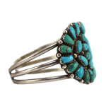 Eunice J. Wilson - Navajo - Turquoise and Sterling Silver Cluster Bracelet c. 1990s, size 6.5