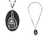 Wayne and Emory Sekaquaptewa Shop - Hopicrafts Silver Overlay Pendant and Handmade Chain with Kachina Design c. 1960s, 22" length