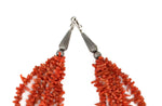 Santo Domingo (Kewa) 6-Stand Coral Branch Necklace c. 1960s, 26" length (J15522-CO-012)