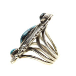 Navajo Turquoise and Silver Ring c. 1970s, Size 7 (J10188)