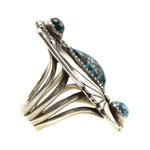 Navajo Turquoise and Silver Ring c. 1970s, Size 7 (J10188)