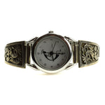 Navajo Silver Overlay Watchband with Kokopelli Design c. 1970-80s, size 6 1
