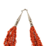 Santo Domingo (Kewa) 5-Stand Coral Branch Necklace c. 1960s, 33" length (J15522-CO-013) 2