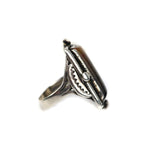 Navajo Petrified Wood and Silver Ring c. 1930-40s, size 5.5 (J15536-007) 1