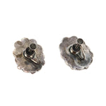 Navajo Petrified Wood and Silver Screw-back Earrings c. 1940s, 1" x 0.875" (J15536-028)
 1