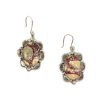 John K. Aguilar - Santo Domingo (Kewa) Contemporary Jasper and Sterling Silver Hook Earrings, 1.5" x 1" (J15589)