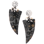 Dana Busch - "Eagle Medicine Amulets" - Cluster Drop Earrings with Oolite, Citrine, Bone White Opal, Black Spinel, Charcoal Gray Quartz, Dove Gray Quartz, Rainbow Moonstone, Hematite & Sterling Silver