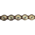 Navajo Turquoise, Silver and Leather Concho Belt, c. 1950s, Fits waists 36" - 40" (J90497-0814-101)