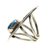 Hopi Turquoise and Silver Overlay Ring c. 1950s, size 6