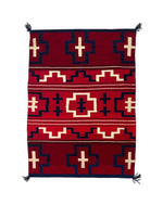 Navajo Contemporary Child's Blanket with Crosses and Cochineal, Indigo, and Vegetal Dyes c. 49" x 34" (T90404A-1122-011) 2